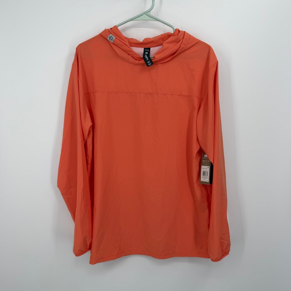 Habit Outdoors Fishing Hoodie Mens Size M Camellia Orange UPF Sun Protection NWT